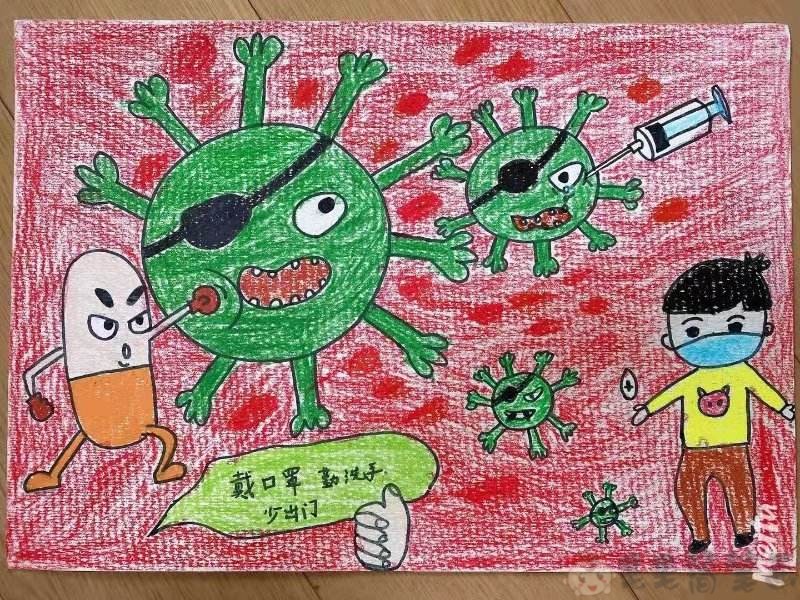 关于新型冠状病毒的儿童画图片 - 毛毛简笔画