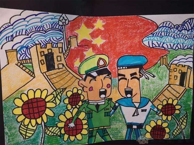 八一建军节主题儿童绘画图片
