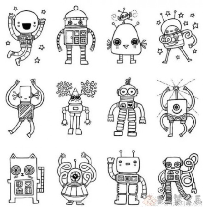 机器人简笔画,机器人儿童绘画 中级简笔画教程-第1张