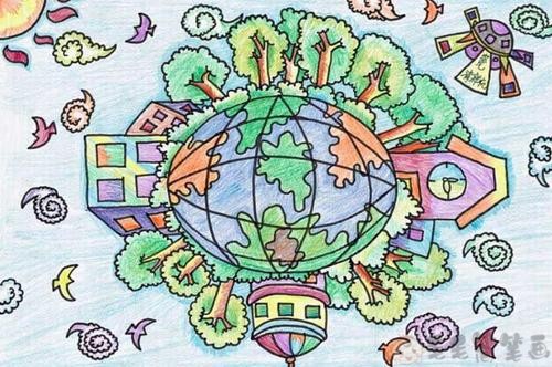 保护环境儿童画画图片 - 毛毛简笔画