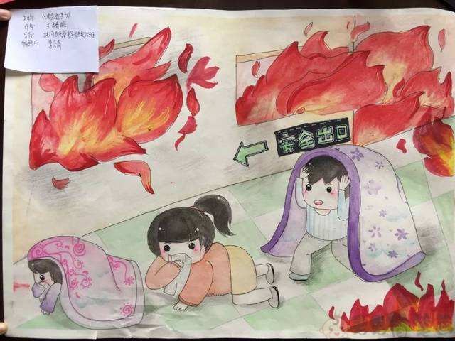 消防安全儿童画一等奖作品: 时刻注意消防安全,消除用火隐患.