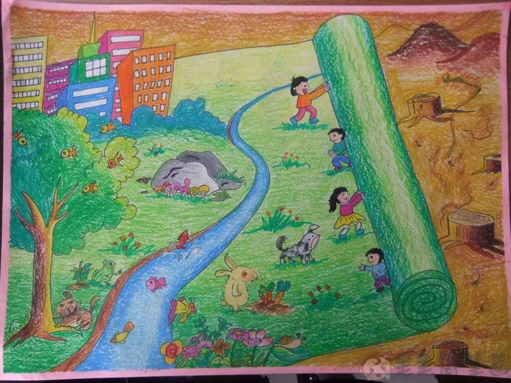 我的家乡儿童画,以家乡为主题而绘画