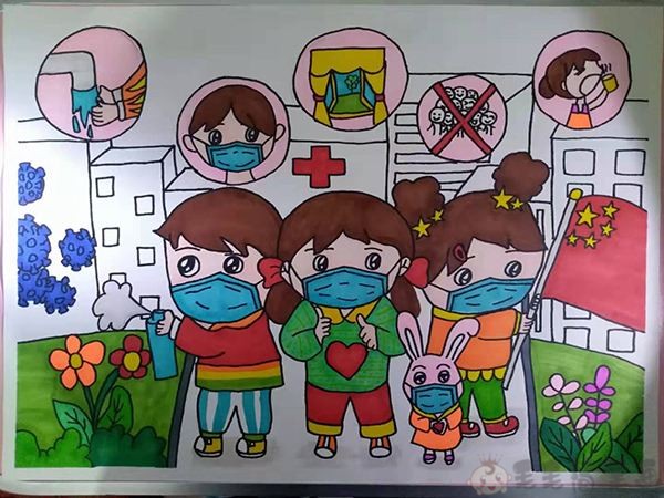 防疫宣传儿童绘画作品:提高疫情防控的科学性和有效性,凝聚起了