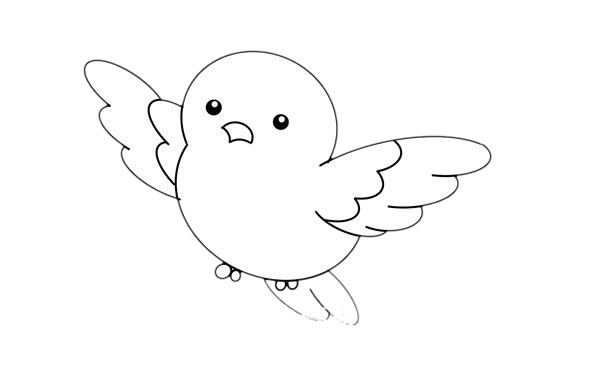 飞行的小鸟简笔画的画法步骤:漂亮的小鸟,正张开翅膀在空中飞翔,仿佛