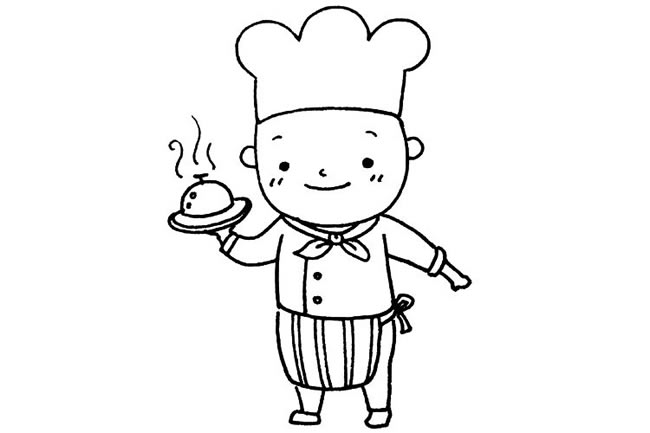 帅气的男厨师简笔画 人物-第1张
