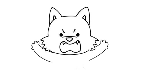 可爱的卡通大灰狼简笔画画法步骤步骤图片_大灰狼怎么画 动物-第5张