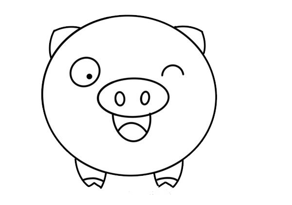 呆萌可爱小猪简笔画步骤图解教程可爱小猪简笔画的画法步骤:胖乎乎的