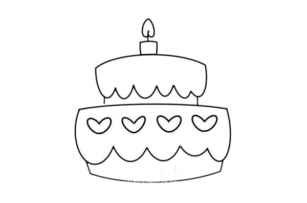 生日蛋糕简笔画步骤图解教程生日蛋糕简笔画的画法步骤:过生日的时候