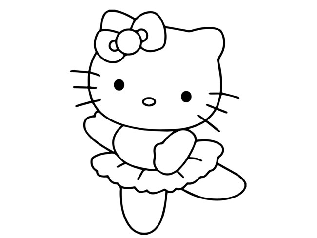 开心的kitty猫简笔画戴着小花的kitty猫简笔画