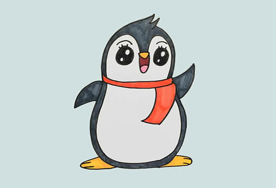彩色企鹅怎么画简笔画可爱又简单