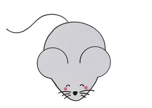 步骤一:首先我们画出老鼠的两个耳朵,大家都知道,老鼠的耳朵相对它的