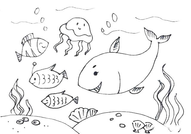 海洋主题儿童简笔画步骤教程