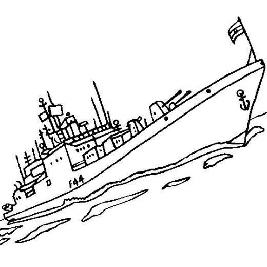 幼儿军事舰船驱逐舰简笔画图片