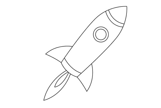 火箭简笔画简单六步画出火箭简笔画步骤图解教程