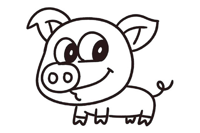简单九步画出可爱小猪简笔画图教程
