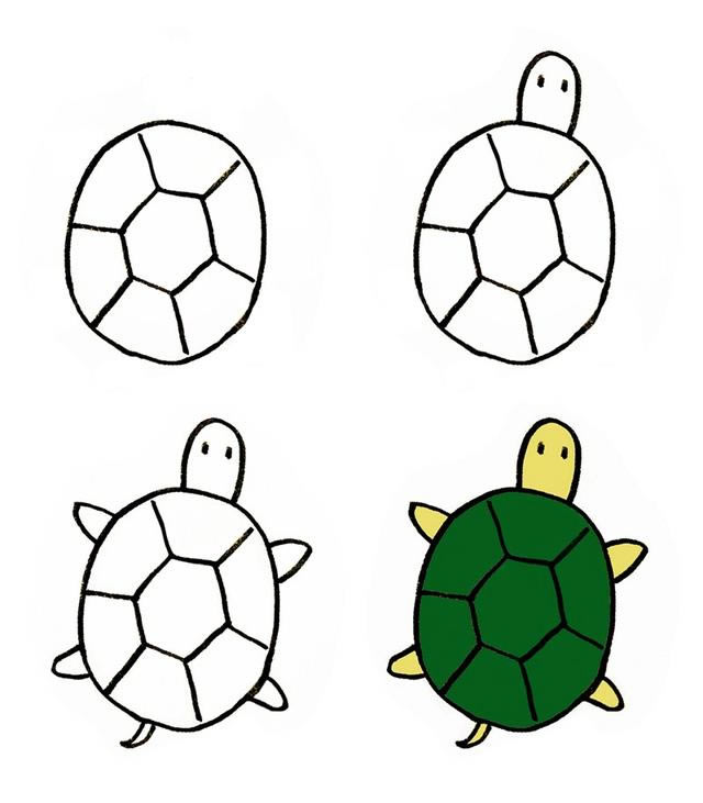 简笔画画法步骤乌龟的画法步骤图片,动物儿童画法步骤,可前往【动物简