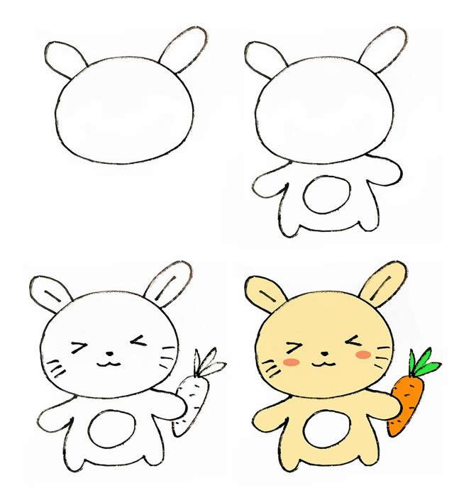画的是可爱的小兔子彩色画法步骤图片,喜欢的同学,就跟下面的绘画教程