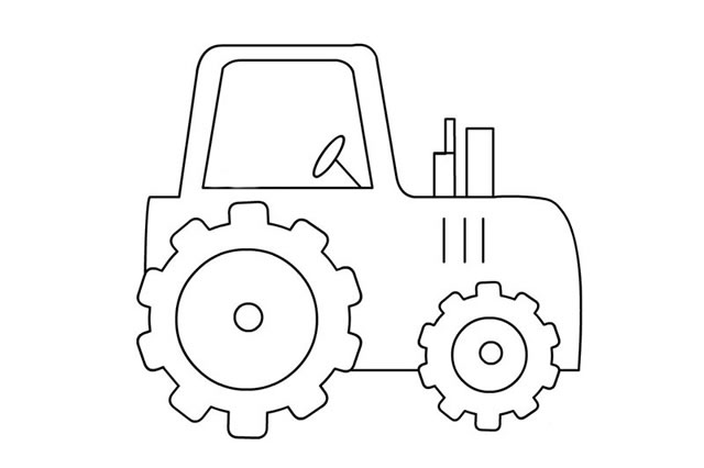 农用拖拉机的超简单画法 拖拉机简笔画