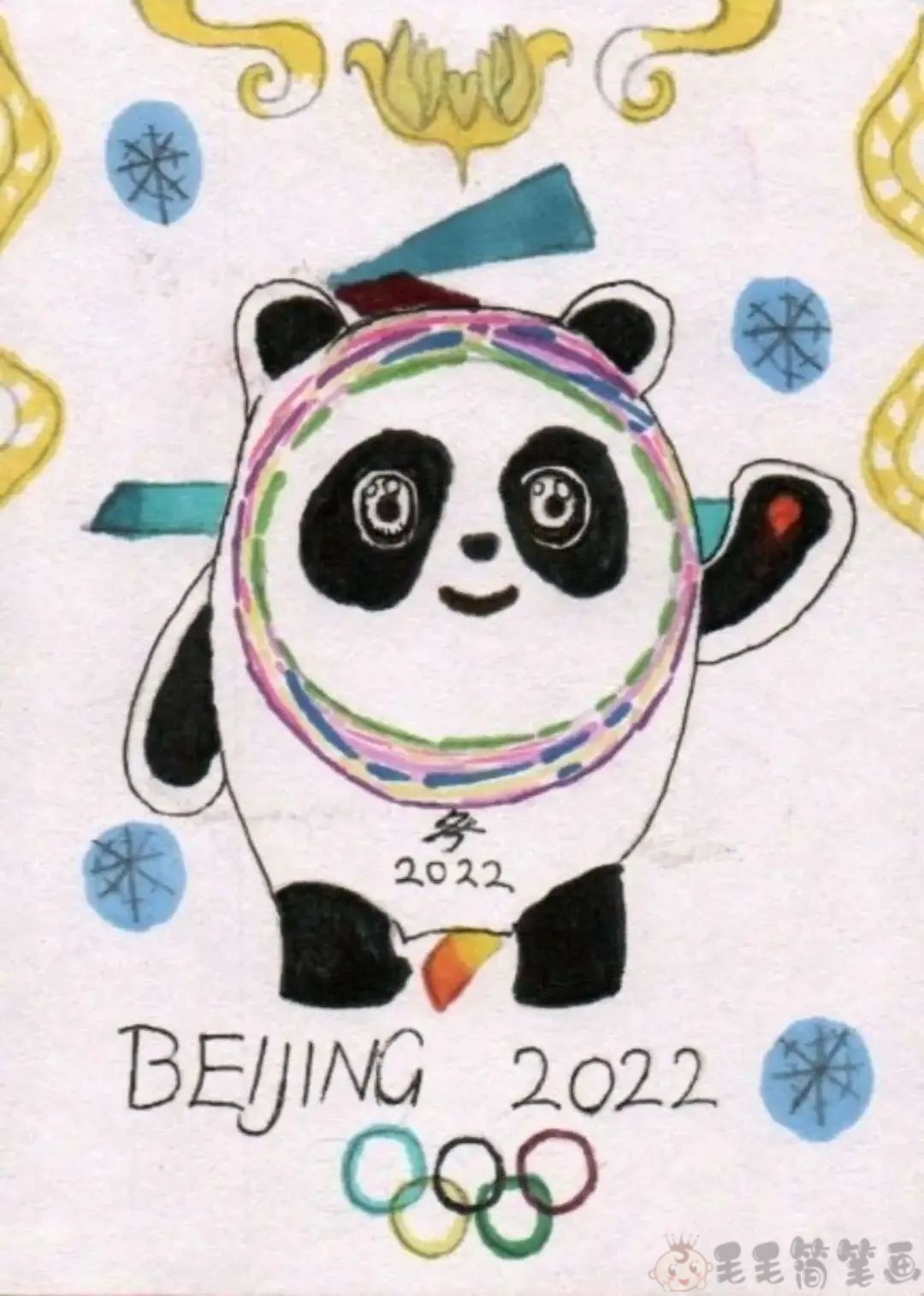 2022冬奥会主题绘画助力冬奥会儿童画