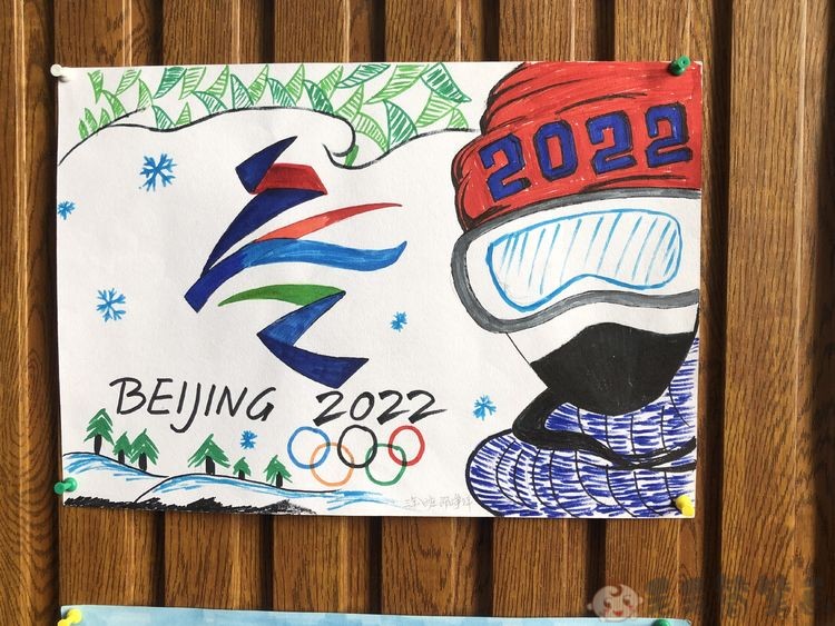 北京2022冬奥会少儿绘画图片 毛毛简笔画