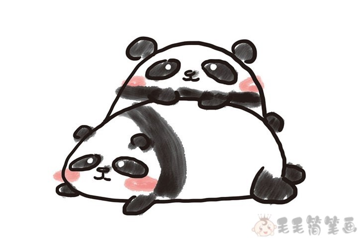 一组可爱的大熊猫简笔画图片