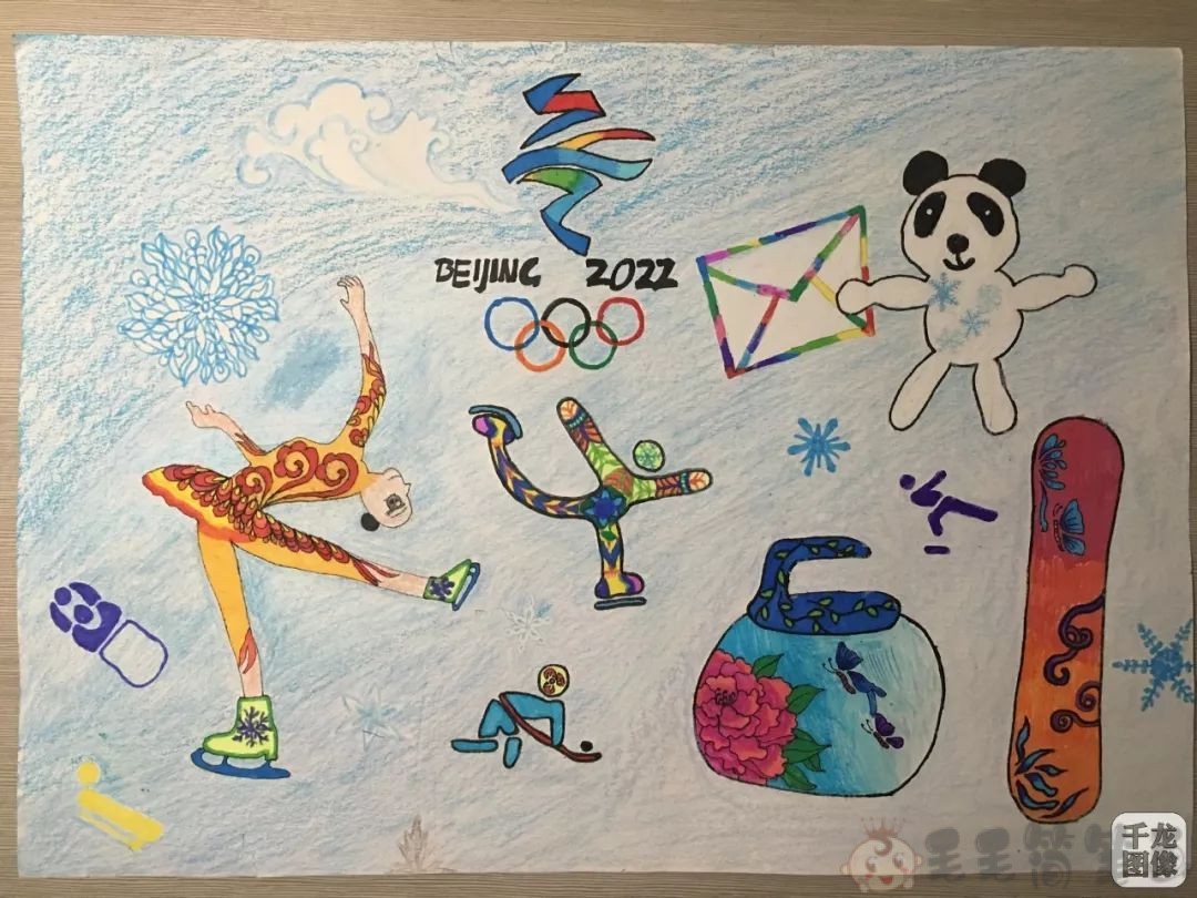 2022冬奥会儿童画图片冬奥会优秀绘画作品