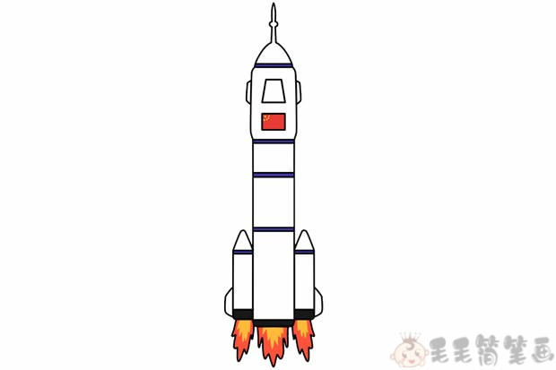 神州火箭怎么画,火箭儿童简笔画步骤图