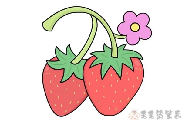 草莓图画简易画画图片