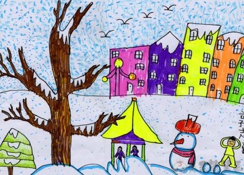 冬季主题儿童画冬天儿童画图片