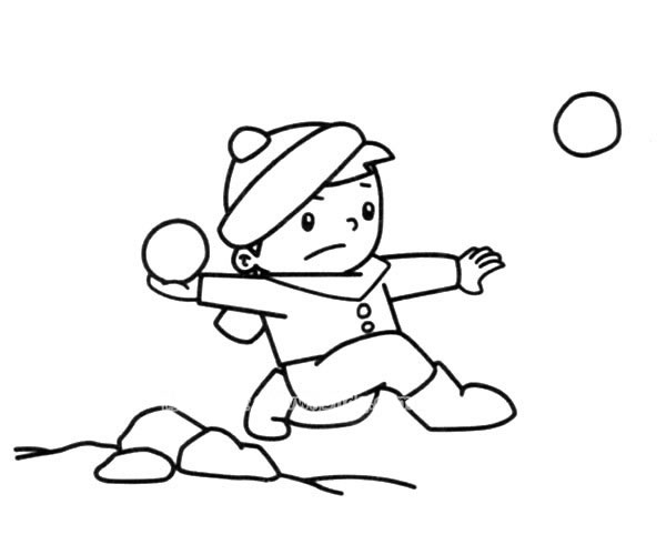 打雪仗的人简笔画简易图片