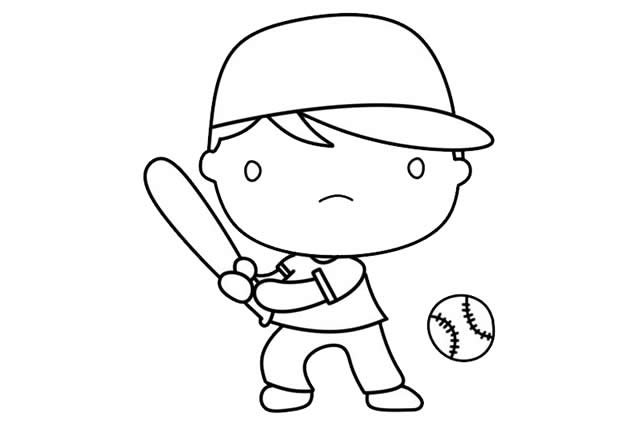 打棒球简笔画小孩子图片