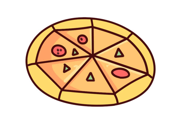 美食必胜客披萨简笔画简单画法图片