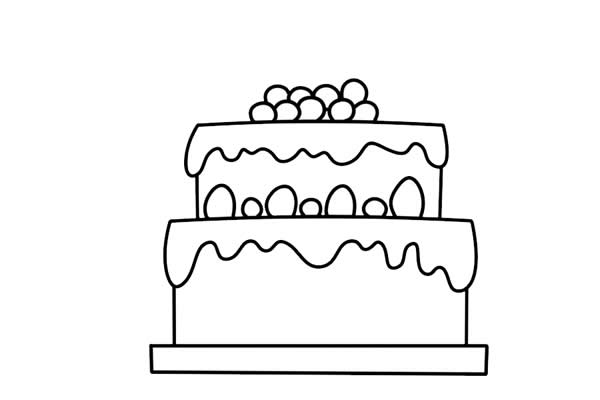 双层生日蛋糕简笔画步骤图片大全
