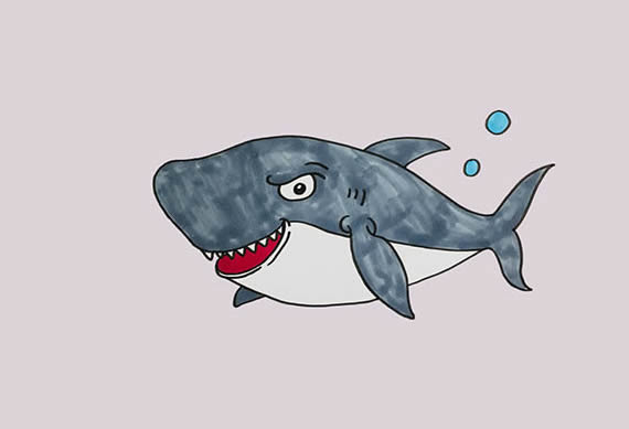鲨鱼简笔画彩色图片