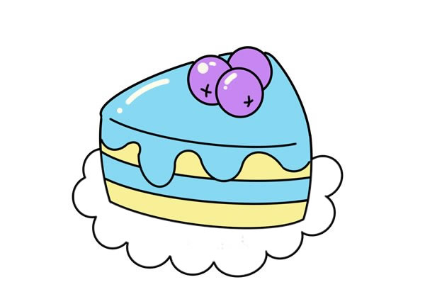 蓝莓蛋糕简笔画步骤图解