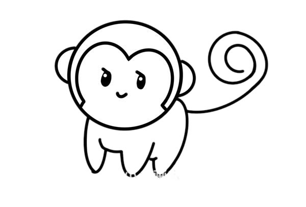 小猴简笔画黑白图片