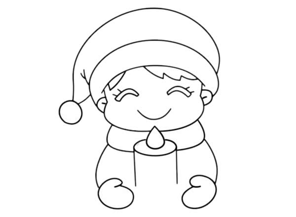 圣诞节简笔画圣诞节小女孩送祝福简笔画步骤图片