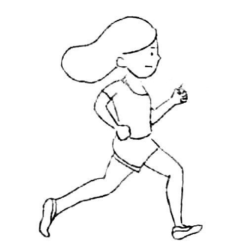 跑步女孩简笔画侧面图片