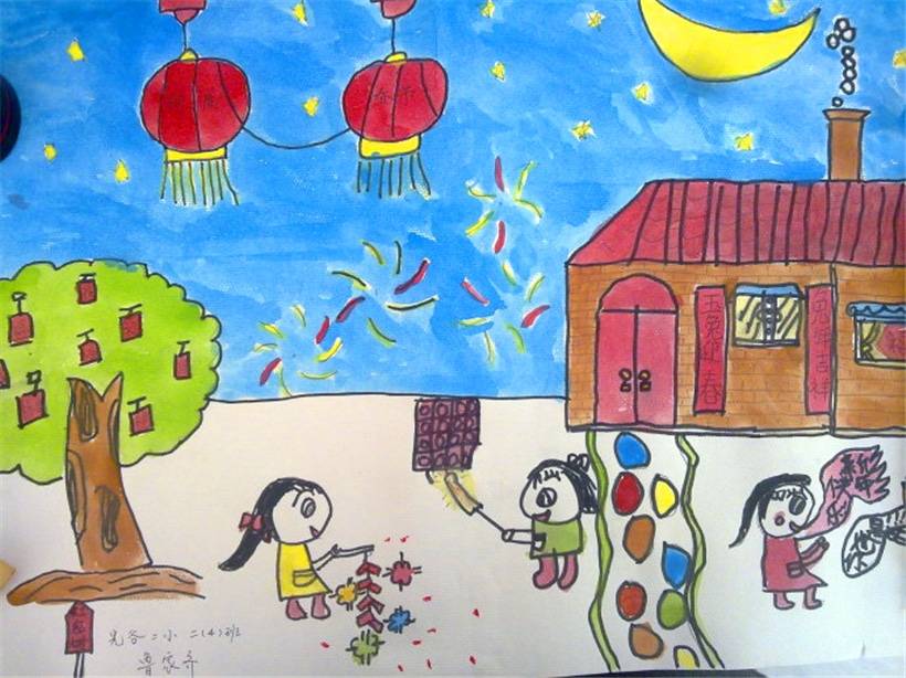 过春节图片儿童画简单图片