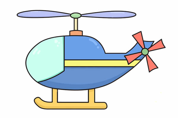 直升飞机简笔画颜色图片