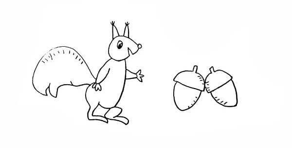 松鼠和松果简笔画图片