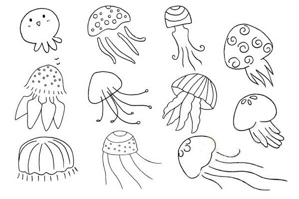 水母简笔画海里图片
