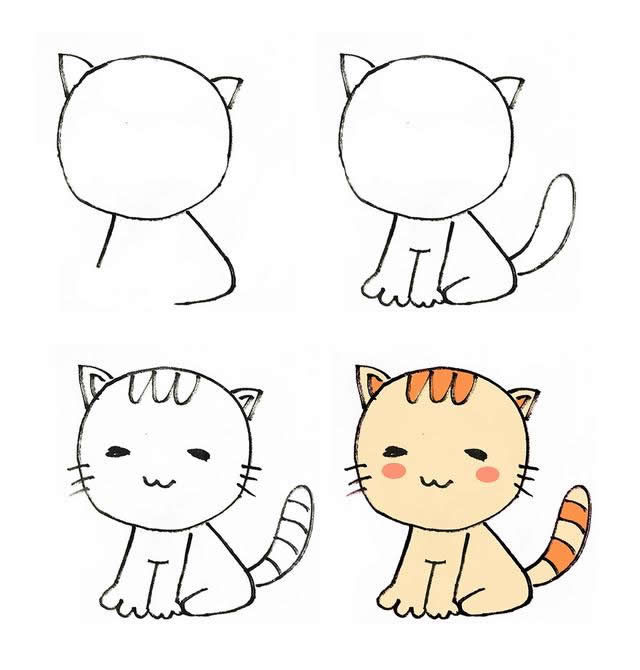 如何画猫咪 一步一步图片
