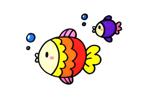 小鱼简笔画卡通彩色图片