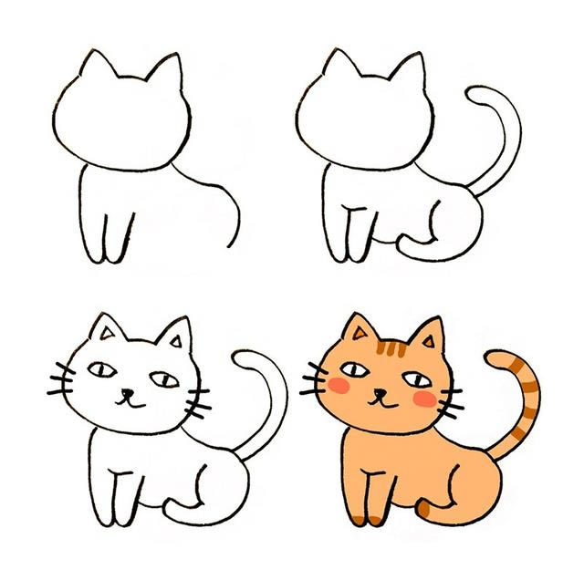 小猫简笔画画动物图片