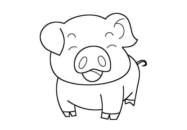 猪卡通简笔画简单图片
