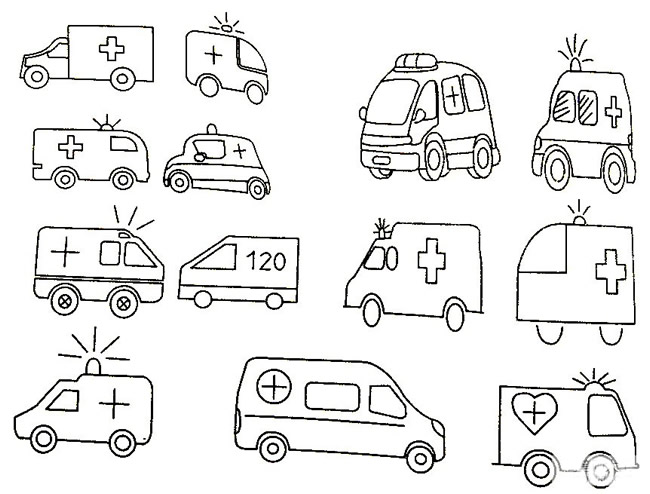 医院和救护车的画法图片