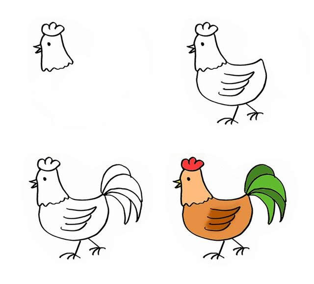 公鸡简笔画简单儿童图片