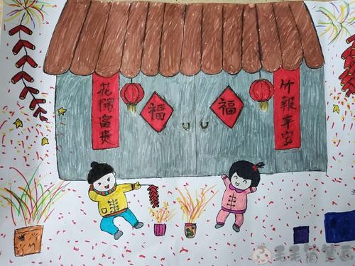 幼儿园春节儿童画有年味的绘画
