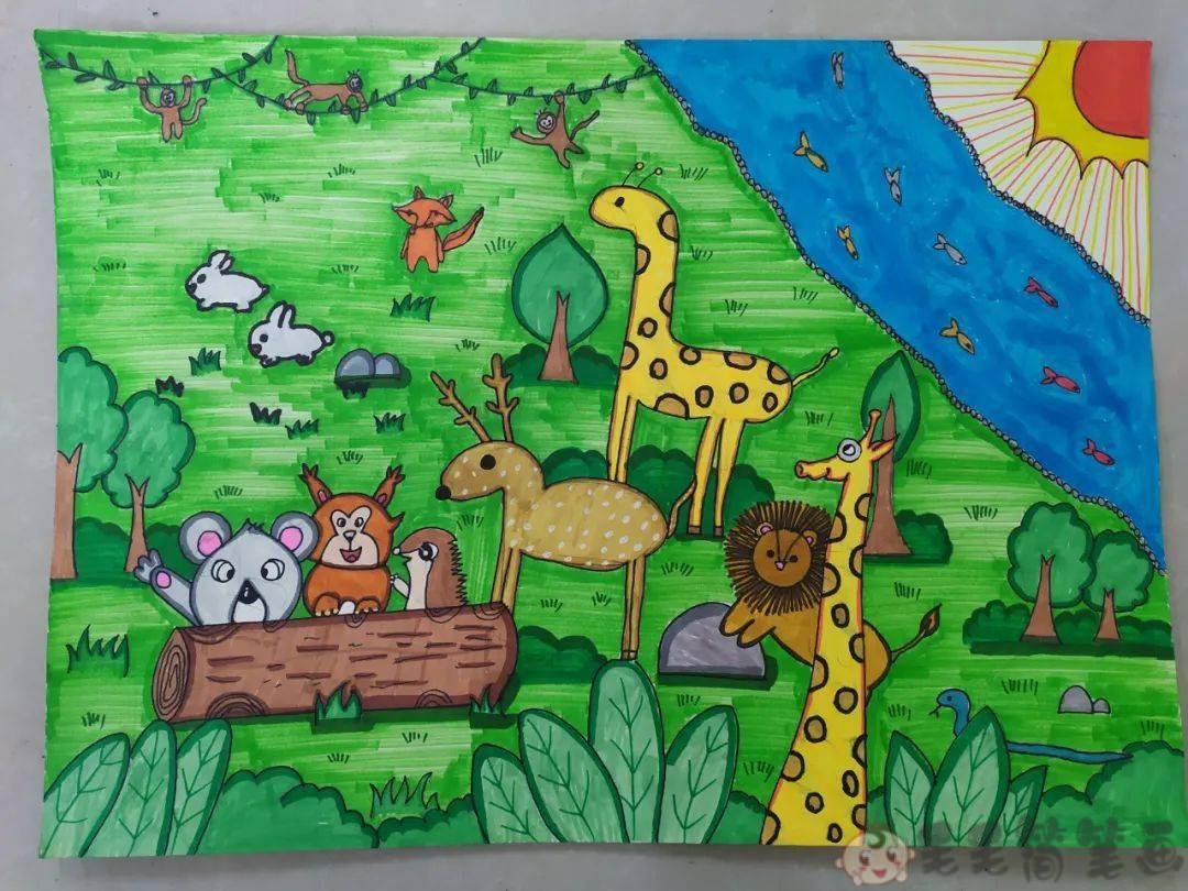 动物森林大会儿童画 